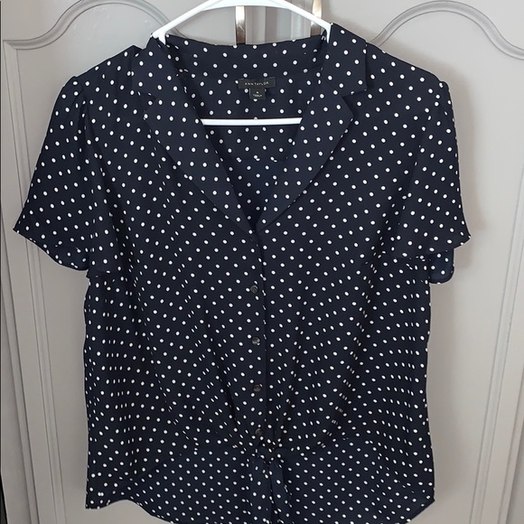 Button Down Tie Front Blouse - Picture 1 of 3